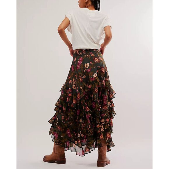 FREE PEOPLE Lolita Maxi Skirt / Wash Black Combo - Picture 8 of 9